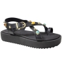 Sandália Feminina Moleca Flatform Pedras - PRETO