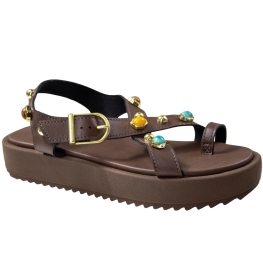 Sandália Feminina Moleca Flatform Pedras - CHOCOLATE