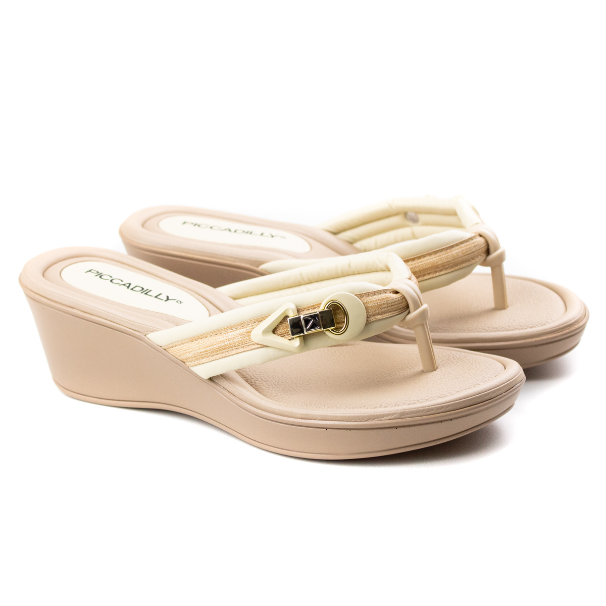 Tamanco Dedo Anabela Feminino Piccadilly - Vanilla - 540279