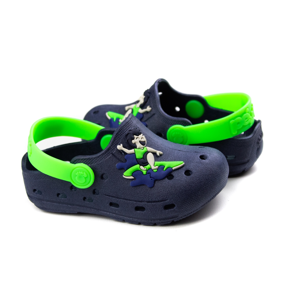 Crocs Surf Bebê Masculino Pé Com Pé - Marinho/verde