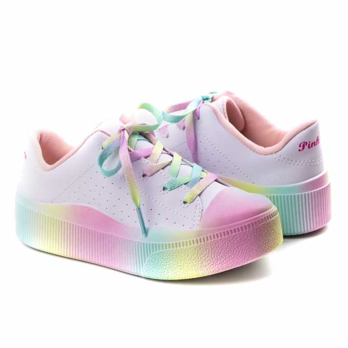 Tênis Infantil Feminino Pink Cats Street Estrela - White/canario - V 1501