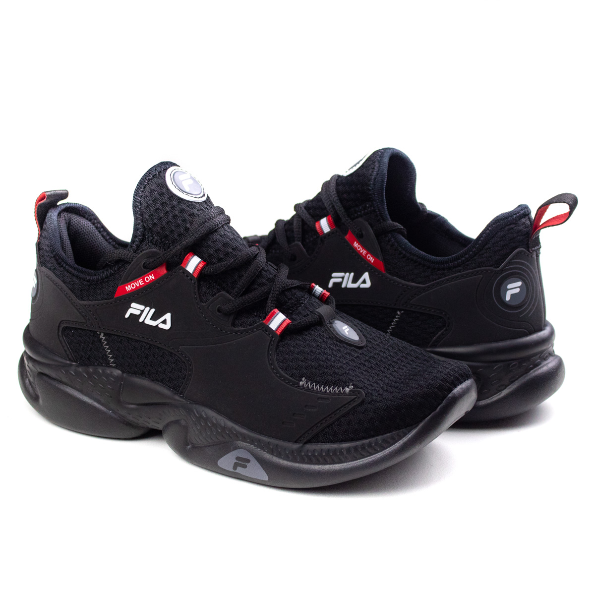 Tênis Move On Masculino Fila - Preto/vermelho/branco - F01AT004140