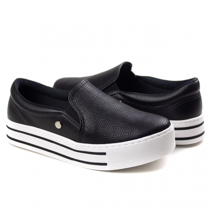 Tênis Slip On Tramado Bebecê Feminino - Preto