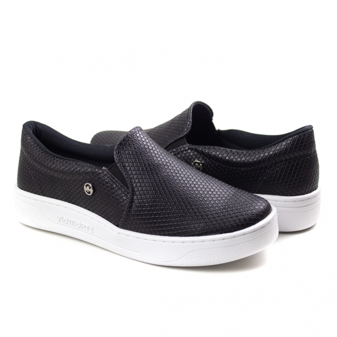 Tênis Feminino Via Marte Slip On - Preto - 211307