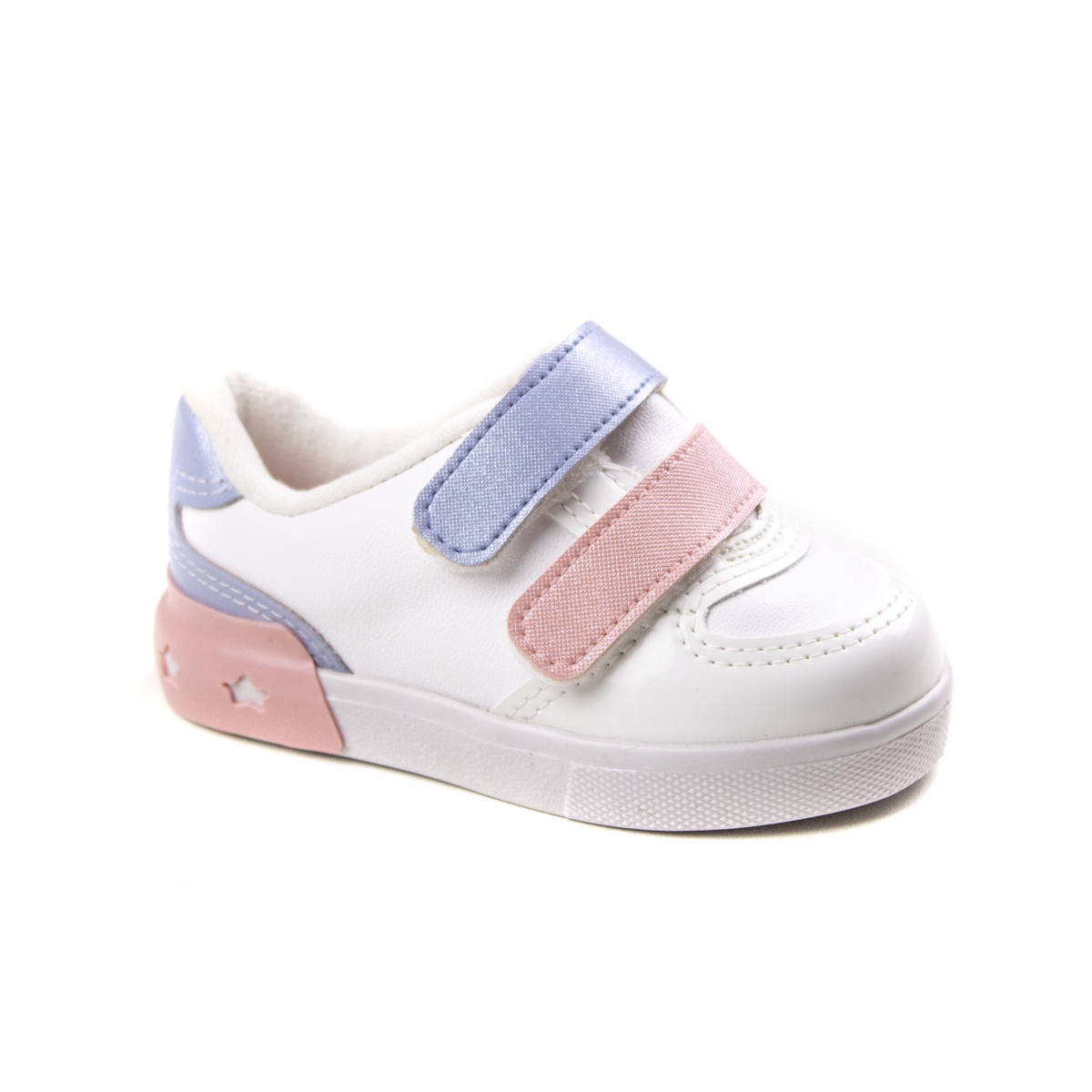 Tênis Velcro Bebê Feminino Molekinha - Branco/jeas/rosa