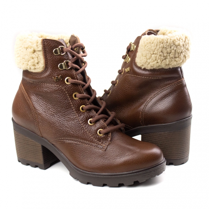 Coturno Feminino Via Marte Pele - Canela/arenito - 215904