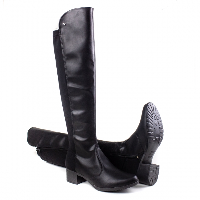 Bota Salto Cano Alto Feminino Mississipi - Preto - Preto - Q3622