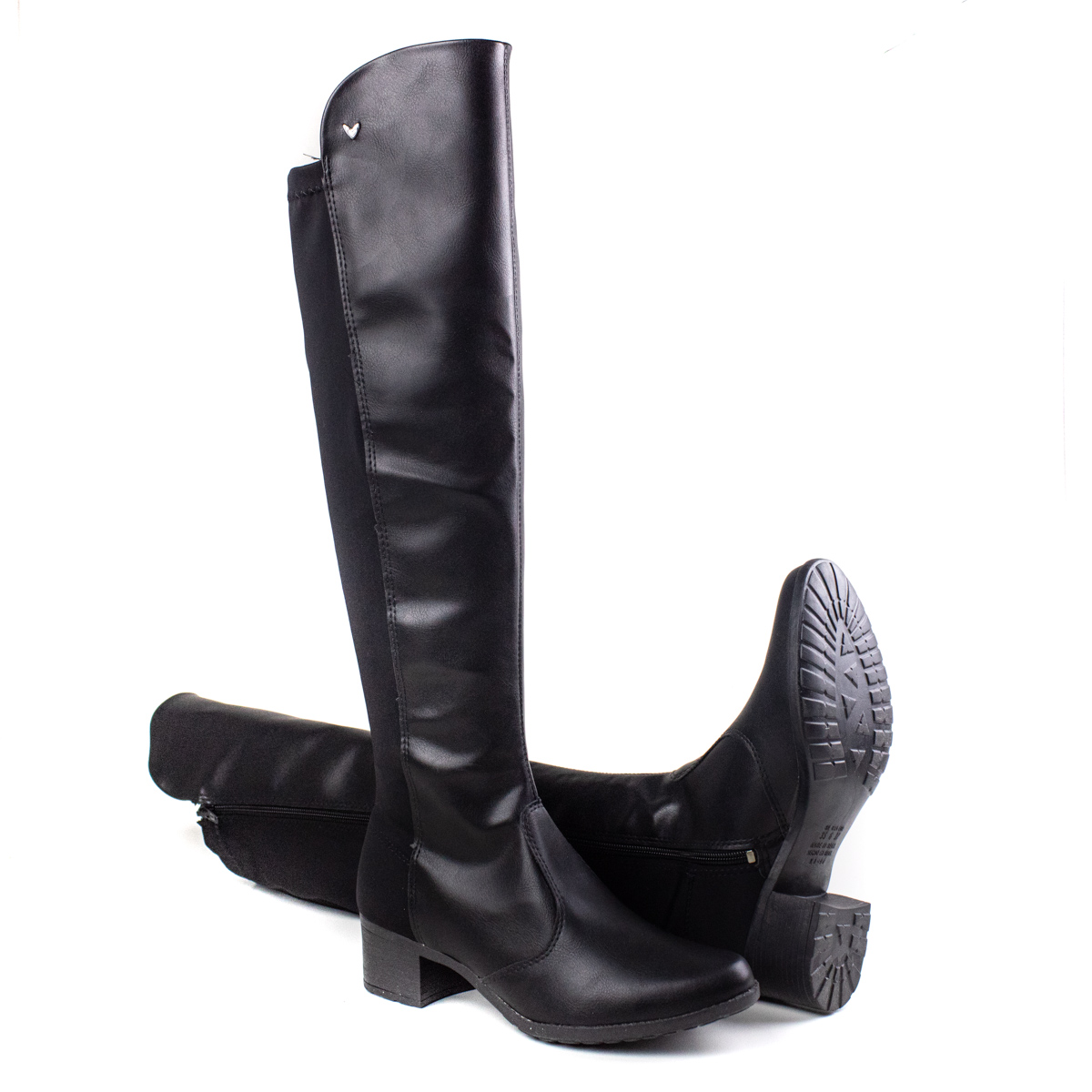 Bota Salto Cano Alto Feminino Mississipi - Preto - Preto - Q3622