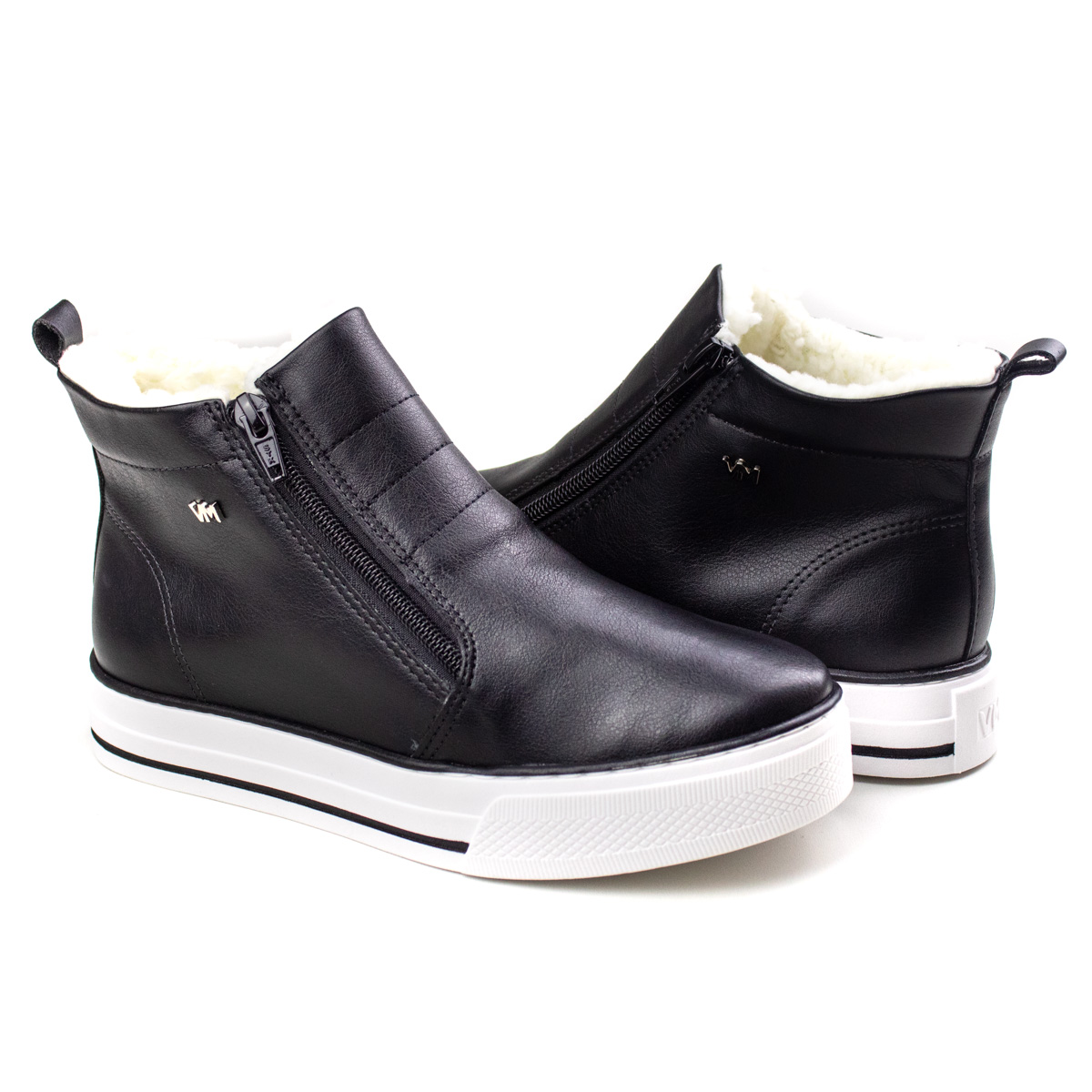 Tênis Feminino Via Marte Cano Alto Pele - Preto - 211808