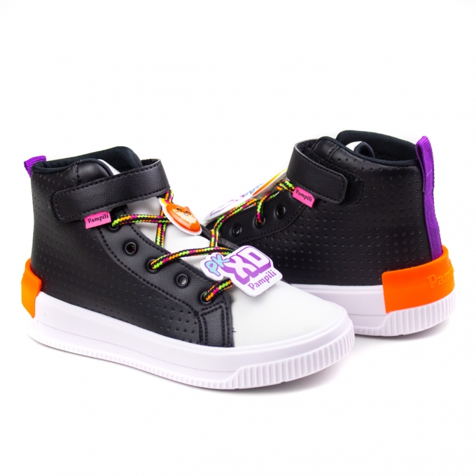 Tênis Infantil Feminino Pampili XP 21 Cano Alto - Branco/preto - 667023