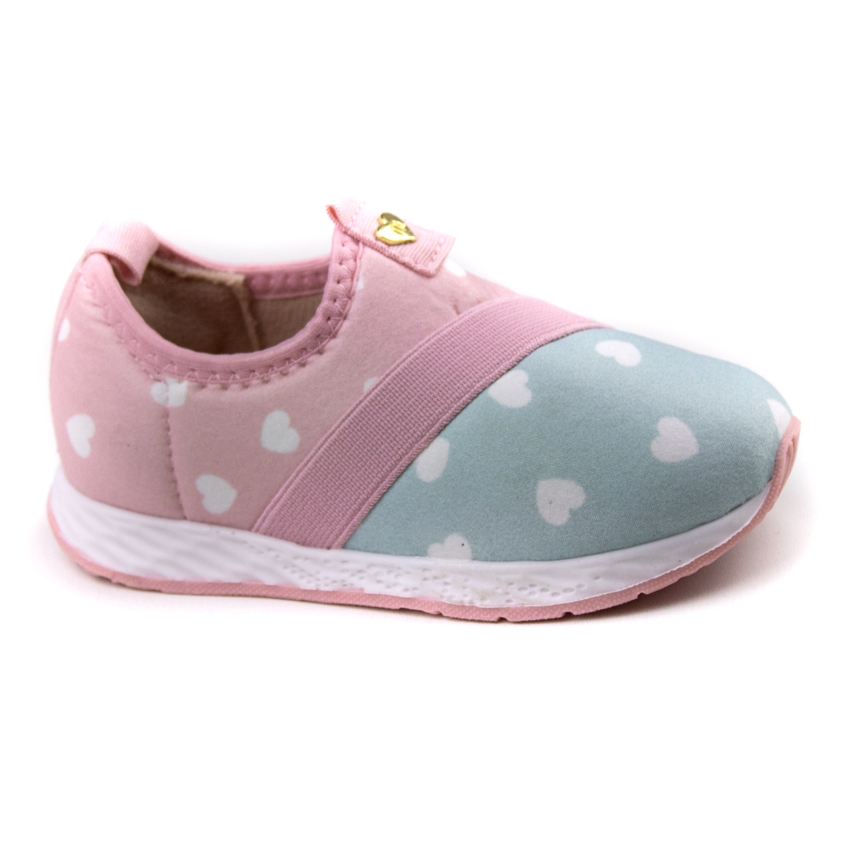 Tênis Infantil Feminino Molekinha Corações - Rosa/light turquesa