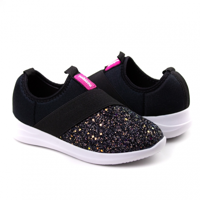 Tênis Infantil Feminino Molekinha Glitter - Preto/multi preto - 2503327 G