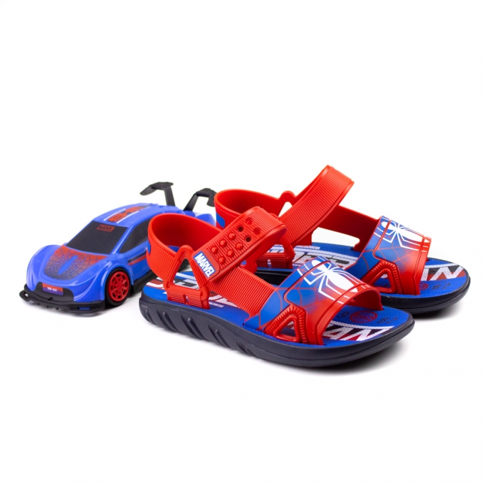 Sandália Infantil Masculina Grendene Marvel - Azul/vermelho - 22662