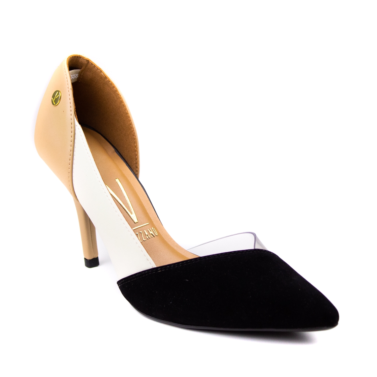 Sapato Feminino Vizzano Salto - Bege/preto/branco