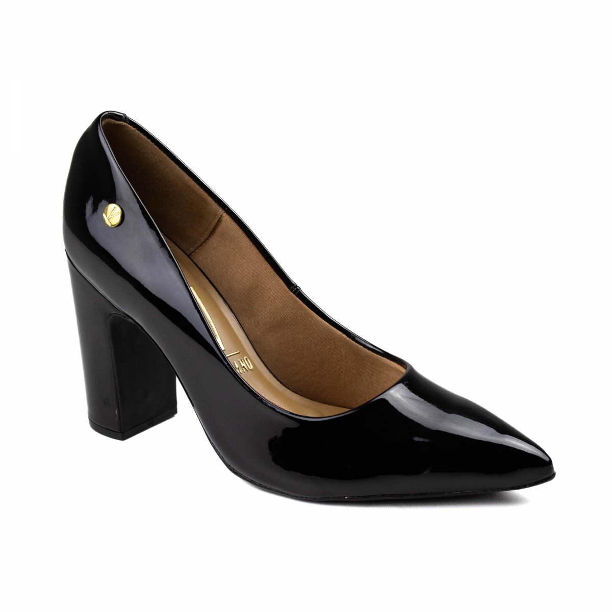 Sapato Feminino Vizzano Salto Quadrado Verniz - Preto