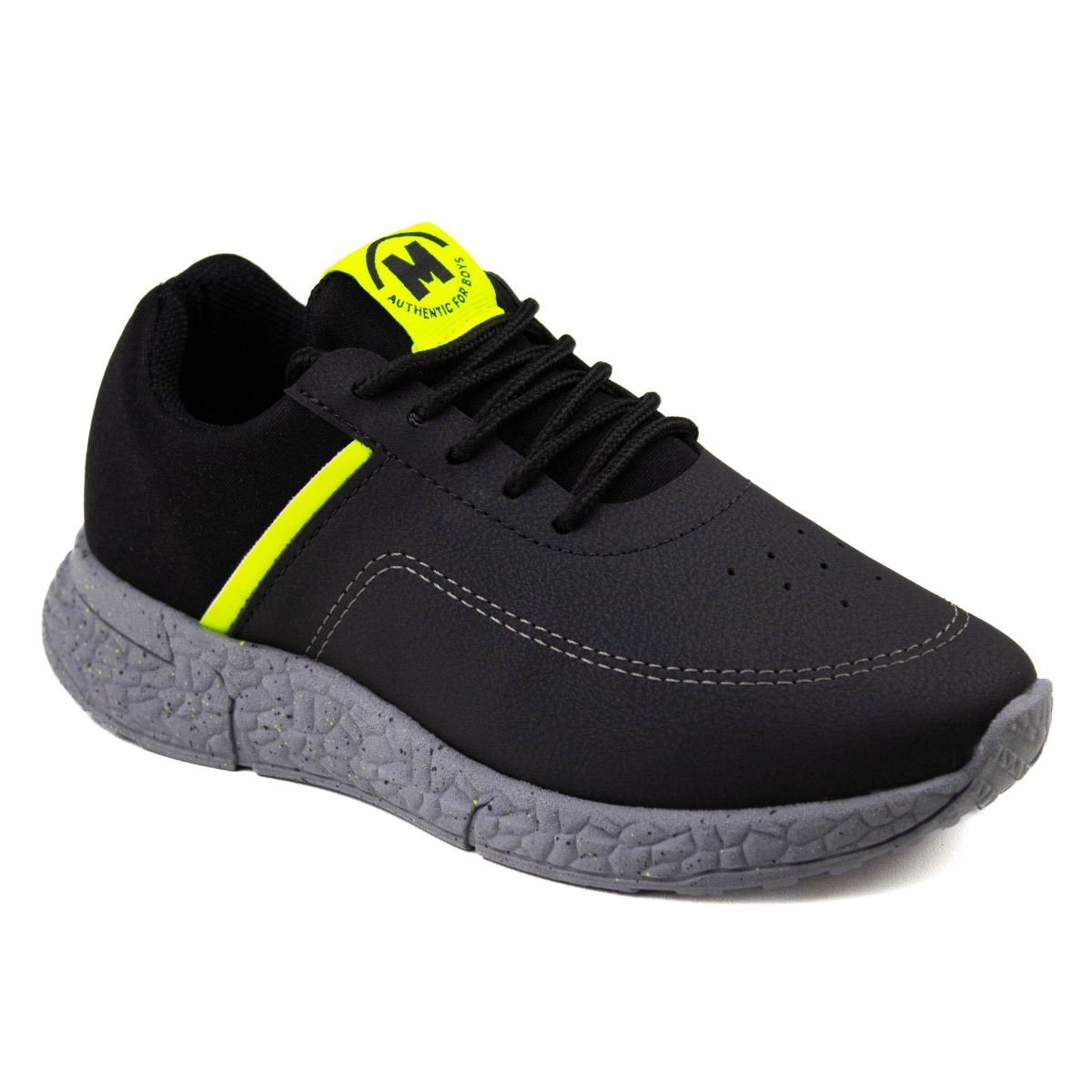 Tênis Infantil Masculino Molekinho Jogging - Preto/amarelo neon