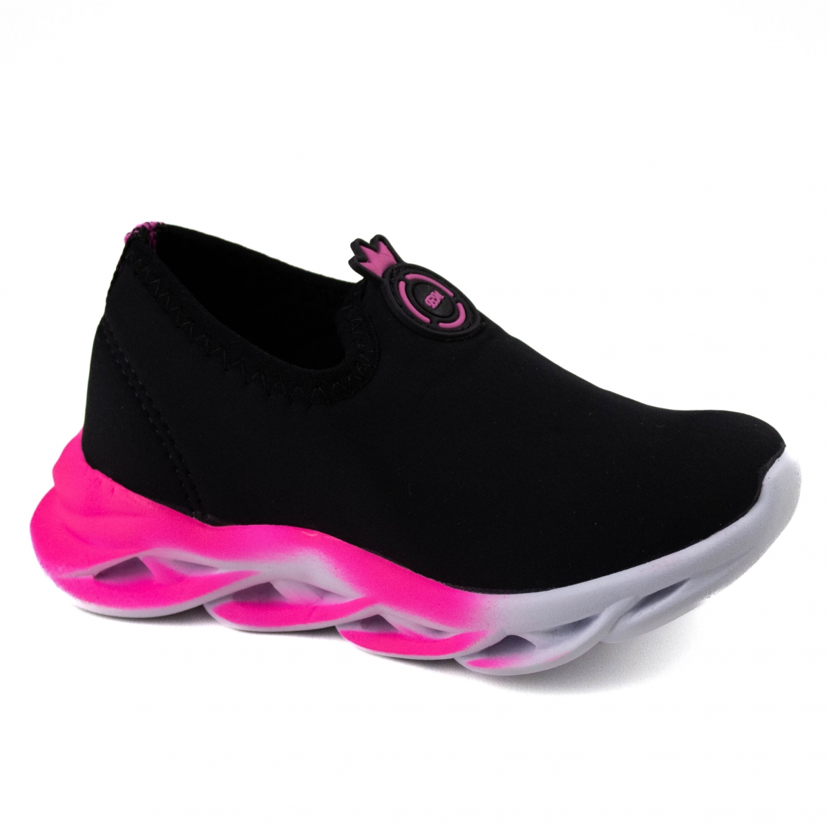 Tênis Infantil Feminino Botinho Lycra Jogging - Preto